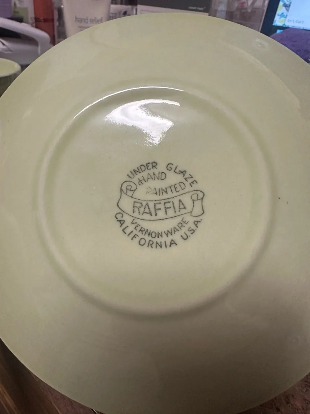 Vernon Ware Raffia Flat Cup & Saucer - Poppytrail